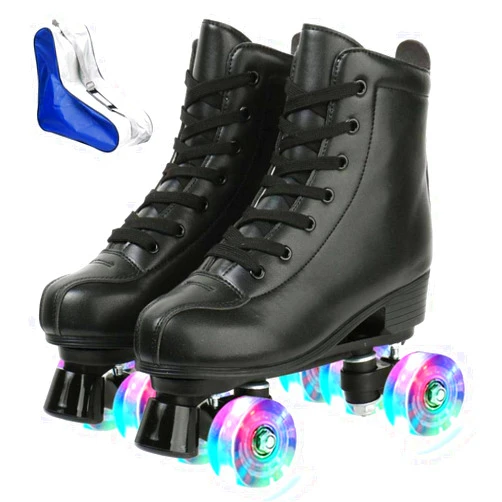 XUDREZ Roller Skate Shoes for Women Men PU Leather High-top Double-Row Roller Skates for Beginner, Professional Indoor Outdoor Roller Skates with Shoes Bag