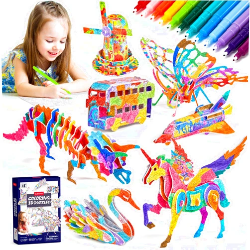 CubicFun Arts Crafts for Kids Ages 6-8-12, 7 Sets Mandala 3D Coloring Puzzles, Art Supplies for Kids 9-12 DIY 3D Puzzles for Kids Ages 3-5 4-8, Crafts for Girls Ages 6-8-12, Origami Kit for Kids Ages 8-12