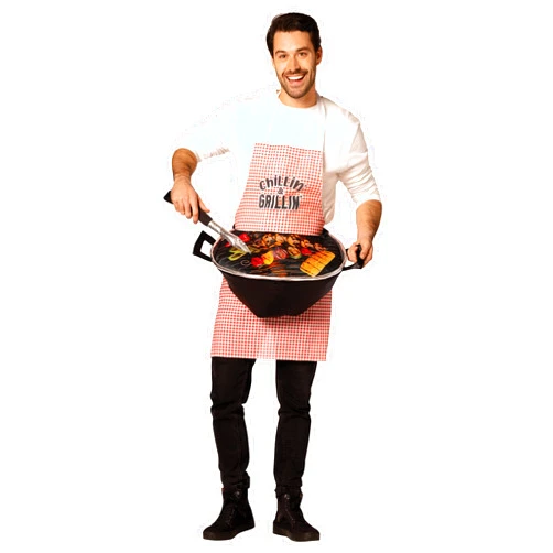Rasta Imposta Grill Master Apron with BBQ Halloween Costume Barbeque Novelty Party Funny Men's Women's Costumes, Adult One Size Fits Most Adults