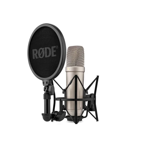 Rode NT1 5th Generation Condenser Microphone with SM6 Shockmount and Pop Filter,Silver