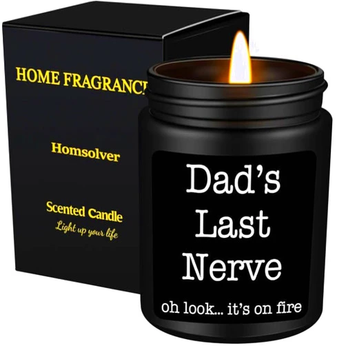 Homsolver Dad Gifts from Daughter Son, Gift for Dad Who Wants Nothing, Birthday Fathers Day Christmas for Stepdad Adoptive Father, Dad's Last Nerve Sandalwood Scented Candle