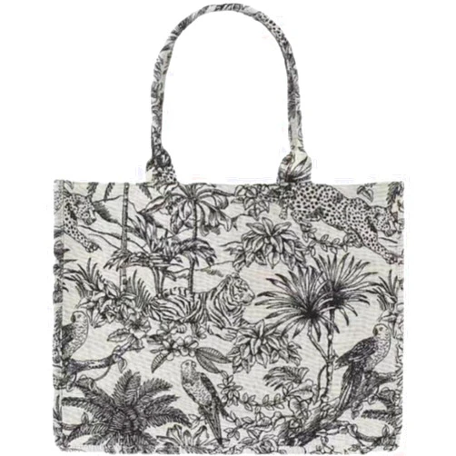 Lephissa Jacquard Embroidery Luxury Fashion Tote Bag with Zipper Cotton Linen Large Handbag Retro Exquisite Bag