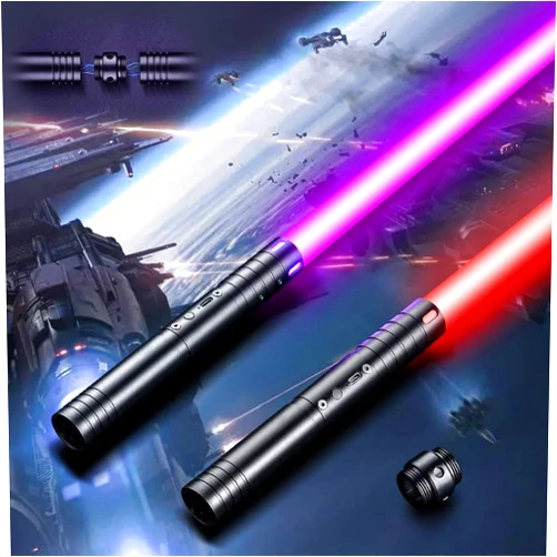 CSNDICE Light up Lightsaber 2 Pack, 2-in-1 RGB 12 Colors Lightsabers with Metal Hilt, 4 Lightsaber Modes | 4 FX Sound(Motion Sensitive), USB-C Rechargeable Lightsaber for Kids and Adults Cosplay