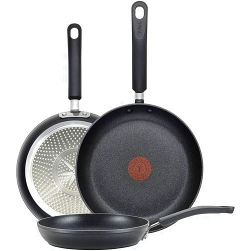 T-fal Experience Non Stick Fry Pan Set 3 Piece, 8, 10.25, 12 Inch Induction Oven Broiler Safe 400F, Cookware, Kitchen Cooking Set, Pots and Pans, Skillets, Frying Pans, Dining, Dishwasher Safe, Black