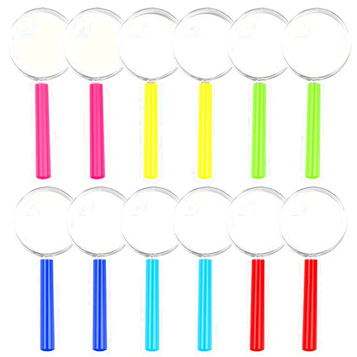 Soikoi ADXCO 12 Pack Plastic Magnifying Glasses Colorful Magnifying Glasses Party Favors, 6 Colors