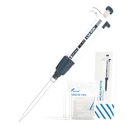 LAB FISH Laboratory Micropipette 1000-5000ul Capacity Range High Accurate Single Channel Pipettor Manual Adjustable Volume Pipettes Increment 50ul with 40pcs 5000ul Pipette Tips Set