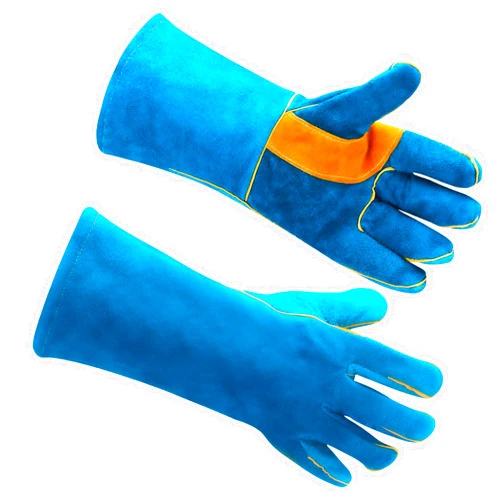 AOWPFVV Leather Animal Handling Glove Anti Scratch Protective Gloves for Training Dogs Cat Bird Snake Parrot Lizard Wild Animals Reptiles - Bite Resistant Gloves(Blue)