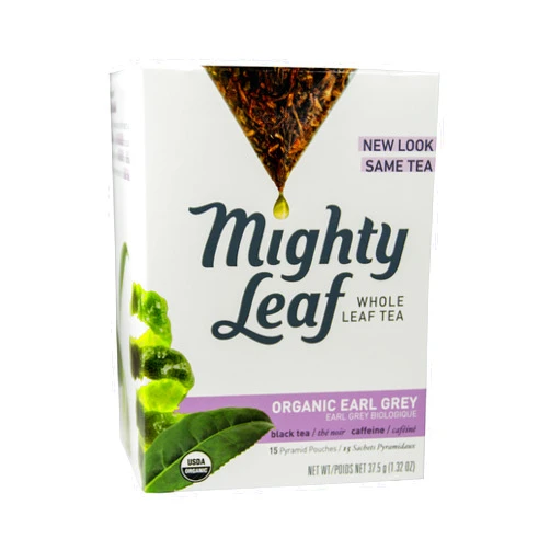 Mighty Leaf Whole Leaf, Tea Organic Earl Grey, 15 Tea Bags Individual Pyramid-Style Tea Sachets of Organic Caffeinated Black Tea with Organic Bergamot, Delicious Hot or Iced