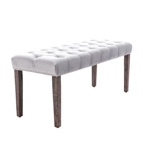 Jubite Upholstered Tufted Bench Ottoman, Velvet Dining Bench Bedroom Bench Footrest Stool Accent Bench for Entryway Dining Room Living Room
