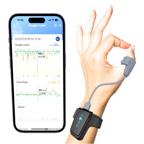 Wellue O2 Pulse Oximeter with Smart Reminder | Blood Oxygen Saturation Monitor for SpO2 and Heart Rate Tracking Continuously, Bluetooth Finger Ring with Free APP &PC Report