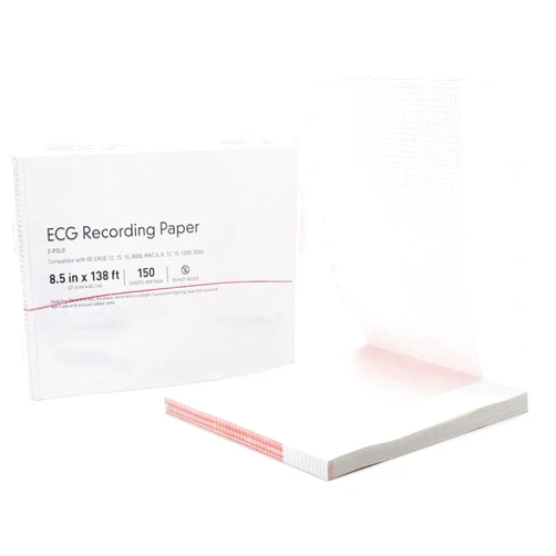 ECG Paper Depot ECG Recording Paper, Red Grid Thermal Paper, 8 1/2 in x 138 ft, 150 Count, Compatible with GE Case 12,15,16,8000, MAC 6,8,12,15,1200, 5000 (1 Pack)