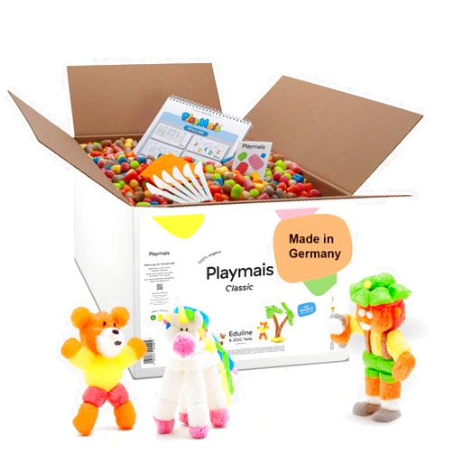 Playmais EDULINE Large Educational Toy for Kids from 3 Years | Set with 6.300 Colored 50 Pages of templates & Ideas for Crafting & Learning | for Creativity & Motor Skills | Natural Toy
