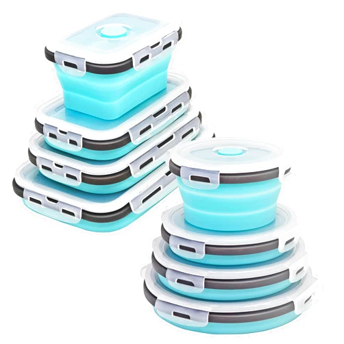 Ainmvnos 8 Collapsible Food Storage Containers, Silicone Collapsible Food Storage Containers, Collapsible Food Storage Silicone, Rv Collapsible Bowls, Collapsible Storage Containers for Food Camping Containers