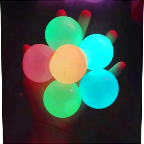Zomanon Glowing Sticky Balls Glow in The Dark Relief Stress Luminous Balls for Adults Bounce Back to You 4/8/12/16Pcs Glow Balls That Stick to Ceiling and Wall (8Pcs)