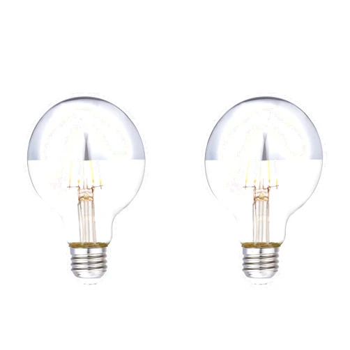 Westinghouse 51691EC2 4.5 Watt (40 Watt Equivalent) G25 Dimmable Half Chrome Filament LED Light Bulb, E26 Medium Base, 2 Pack