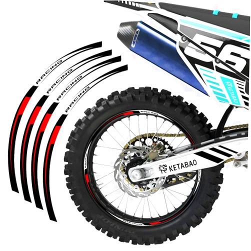 KETABAO MX Bike Rim Tape R02 Decal Stickers Stripes 21 18 inch Compatible with 350 RS 400 RS 430 RS 450 RS (Red)