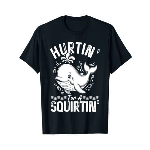 Inappropriate Funny Meme Squirter Blue Whale Shirt Unisex Adult Women Party-Goers T-Shirt - Black, Small - Short Sleeve - Cotton 65%, Polyester 35%