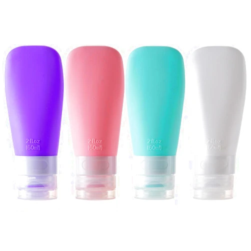 MODENGKONGJIAN Leak Proof Travel Bottles, TSA Approved Silicone Squeezable Shampoo Refillable Toiletry Cosmetic Container, 2oz Portable Traveling Size Liquid Containers Kit (4 Pack)