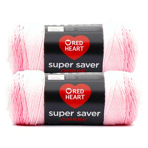 Red Heart Super Saver Jumbo Light Pink Yarn - 2 Pack of 10oz/283g - 100% Acrylic - #4 Worsted (Medium) - 482 Yards - Knitting/Crochet