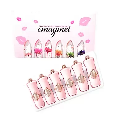 JHIALG 6pcs Color Changing Lipstick, Flower Jelly PH Mood Long Lasting Moisturizing Lipstick Kit, Magic Lip Gloss Lip Stick Set for Women