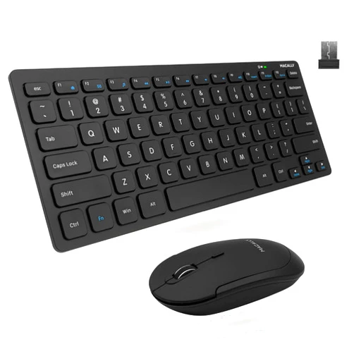 Macally Small Wireless Keyboard and Mouse Combo for PC - an Essential Work Duo - 2.4G - 78 Compact Key Cordless Mouse and Keyboard Combo with Mini Body and Quiet Click