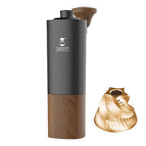 TIMEMORE G1 PLUS Manual Coffee Grinder, With Assembled E&B Stainless Steel Titanium-Plated Cone Burr, Capacity 25g, Internal Adjustable Grinding Thickness, Espresso Coffee (Navy black)