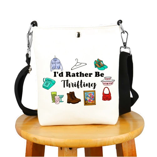 G2TUP Thrifter Gift I'd Rather Be Thrifting Crossbody Bag Thrifting Mama Travel Bag Thrift Lover Gift