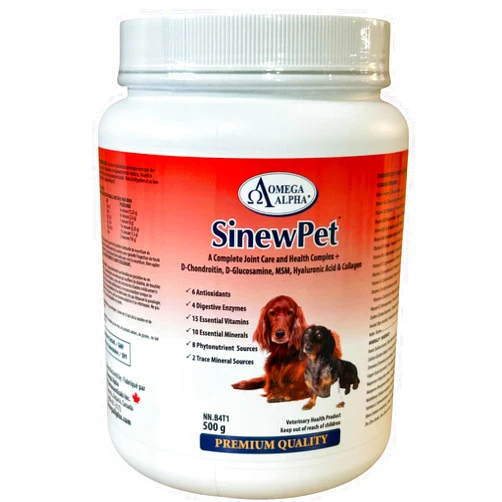 Omega Alpha Pets - Performance & Mobility-A Complete Joint Care and Health Complex + D-Chondroitin, D-Glucosamine, MSM, Hyaluronic Acid & Collagen- SinewPet-500g (One Bottles)