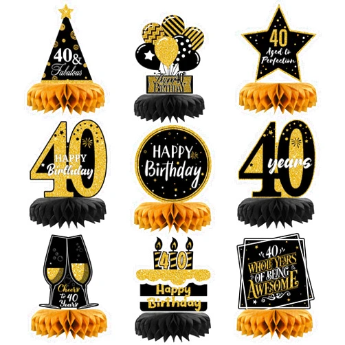 ALLFUN 9 Pieces 40th Birthday Table Decorations 40th Birthday Centerpieces for Tables 40th Birthday Decorations for Men and Women (40th)