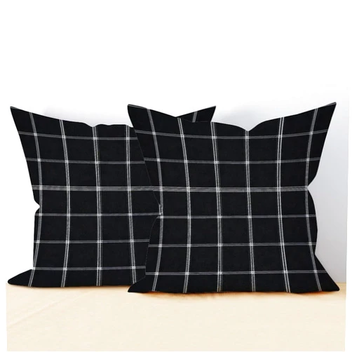 ArogGeld Black Buffalo Plaid Cushion Cover Set of 2 20x20in Black with Tan Windowpane Plaid Throw Pillows Asian Scenic Chic Chinoiserie Toss Pillows for Sofa Living Room New Home Decor Pillow
