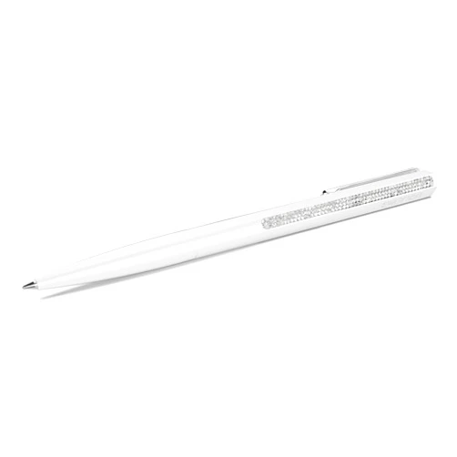 Swarovski Crystal Shimmer ballpoint pen, White lacquered, Chrome finished