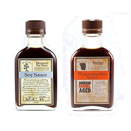 Bourbon Barrel Foods Bundle - Bluegrass Soy Sauce 100ml and Aged Worcestershire Sauce 100 ml (1 Bottle Each)