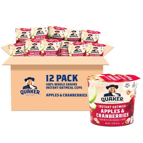 Quaker Instant Oatmeal Instant Oats Express, Apple Cranberry, 1.79 Ounce (Pack of 12)