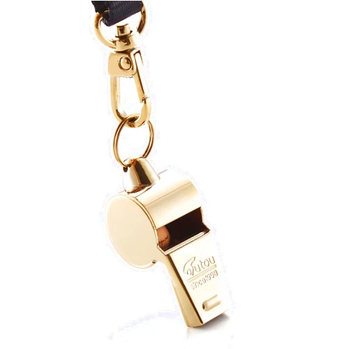 HUTOU L4820 Whistle, Brass Coach Sports Whistle with Lanyard, Loud Crisp Sound Whistle Ideal for Coaches, Referees, and Officials