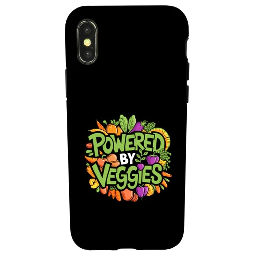 Vegan Plant Based Diet & Vegetarian Accessories Vegetarian Powered By Veggies, Plant Based Vegan Food Lover Case for iPhone X/XS