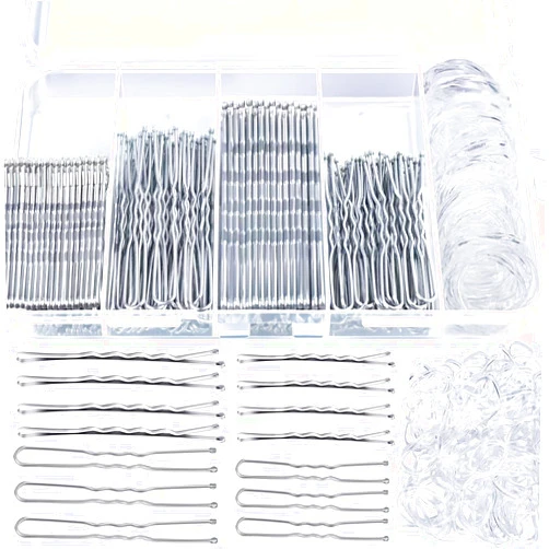 Teenitor 300pcs Silver Bobby Pins Hair Pins Kit, 100pcs Bobby Pins 100pcs Hair Pins for Women, Hair Pins for Buns， 100pcs Hair Bands, Hair Pin 2