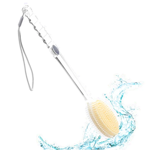 DeaLott Dual-Sided Back Scrubber for Shower, Long Handle Back Brush with Stiff and Soft Bristles, Wet and Dry Body Brush Exfoliator, Shower Brush for Body Men Women