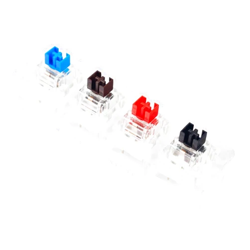 Outemu Switches Tester (4 Keys) – Acrylic Mechanical Switch Testing Tool with Red, Blue, Brown & Black Switches – MX Compatible Sampler Kit