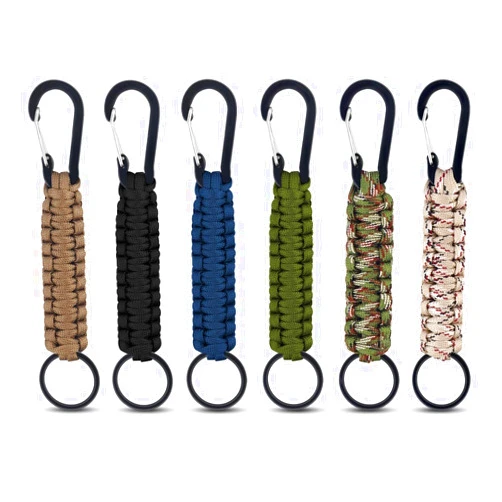 Yuntop 6 Pack Paracord Keychain with Carabiner Braided Lanyard Key Chain Paracord Carabiner Clip for Keys Backpack Paracord Keychain Ring for Men Women Heavy Duty Hook for Outdoor Survival Camping Hiking