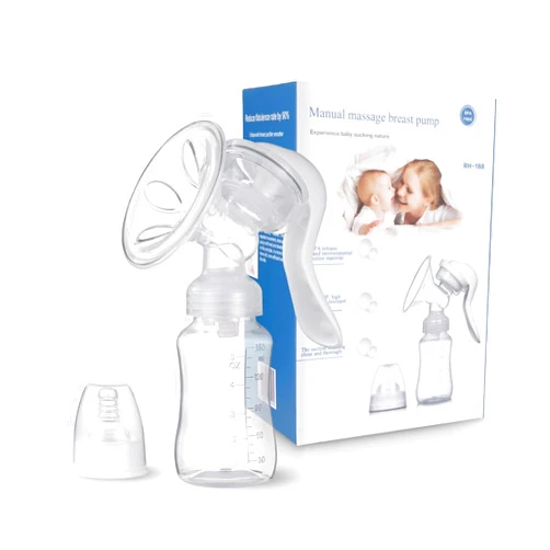 Generic Manual Breast Pump, Adjustable Suction Silicone Hand Pump Breastfeeding, Small Portable Manual Breast Milk Catcher Baby Feeding Pumps & Accessories, White.