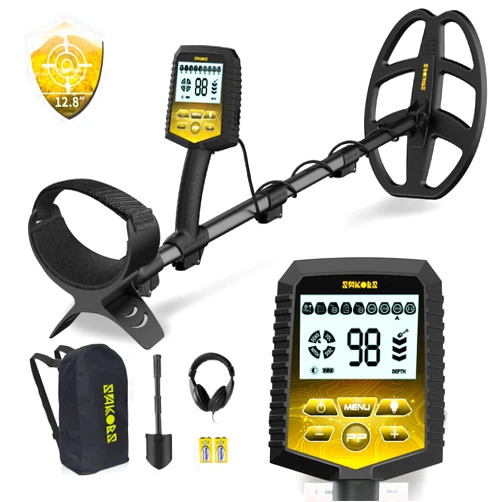 SAKOBS Metal Detector for Adults Professional Double-D Metal Detectors with Higher Sensitivity with LCD Display Upgraded DSP Chip with 12.8'' DetectionDepth Ease of Use Metal Detectors
