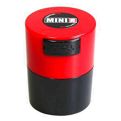 TIGHTPAC MINIVAC Minivac - 10g to 30 grams Airtight Multi-Use Vacuum Seal Portable Storage Container for Dry Goods, Food, and Herbs - Red Cap & Black Body