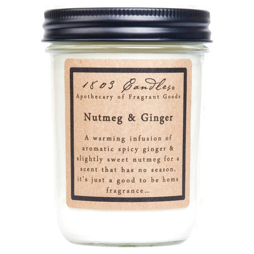 1803 Candles - 14 oz. Jar Soy Candles - (Nutmeg & Ginger)