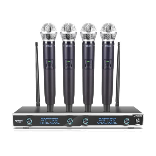 D Debra Audio D-440 UHF 4-Channel Wireless Microphone System with 4 Cordless Mics, Home Karaoke KTV Set, Ideal for Party, Church, Weddings, Stage, DJ, Outdoor, 300 Ft (4 Handheld)