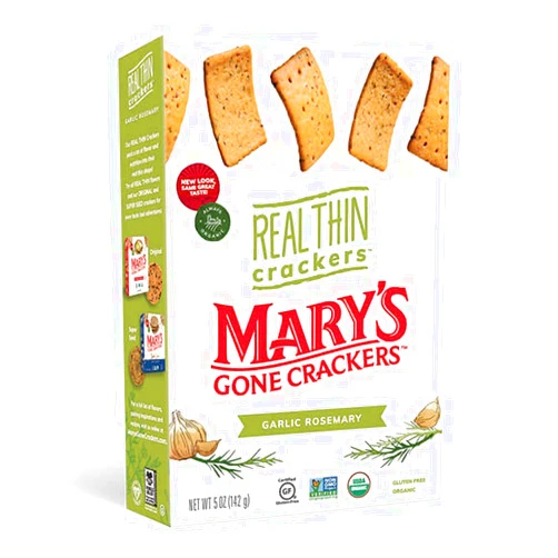Mary's Gone Crackers Real Thin Crackers, Made with Real Organic Whole Ingredients, Garlic Rosemary, 5 Ounce
