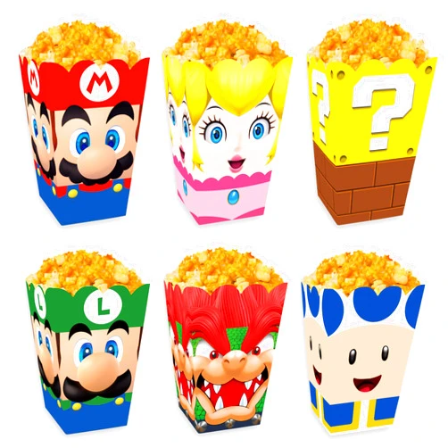 CVCXFParty 30PCS Mario Birthday Party Supplies, Mario Party Snack Box Decorations, Mario Party Favors for Mario Party Paper Popcorn French Fries Fried Chicken Boxes