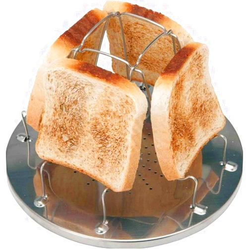 Meanhoo Portable Camping Toaster - Stainless Steel 4 Slice Camp Toaster for Campers, Hikers, Outdoor Enthusiasts, and Families - RV Toaster for Convenient Outdoor Cooking