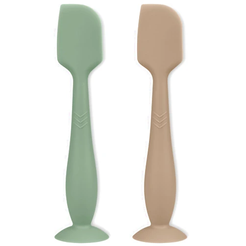 Mintlyfe Diaper Cream Applicator Set - Soft Silicone Baby Butt Brush with Suction Base, Baby Butt Spatula, Full Size - Newborn Baby Essentials (2Packs-Natural/Sage)