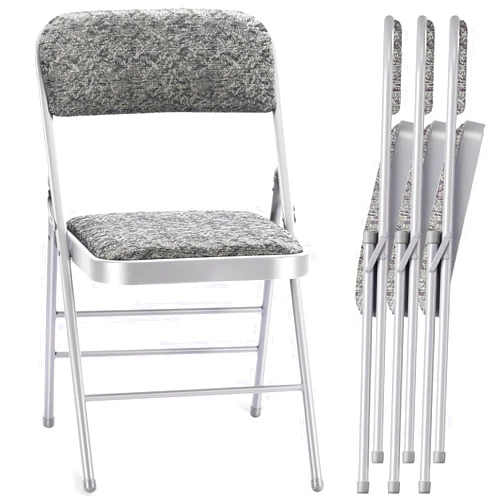cyclone sound 4 Pack Folding Chairs with Fabric Padded Cushion and Back, Commercial Grade Metal Chairs with Fabric Cushion for Home and Office, for Indoor and Outdoor Events (4, Gray-Fabric)