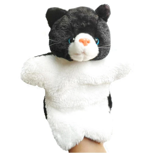 ZUXUCUVU Cat Hand Puppets Kitten Plush Animal Toys Dolls for Kids Imaginative Pretend Play Storytelling Black&White